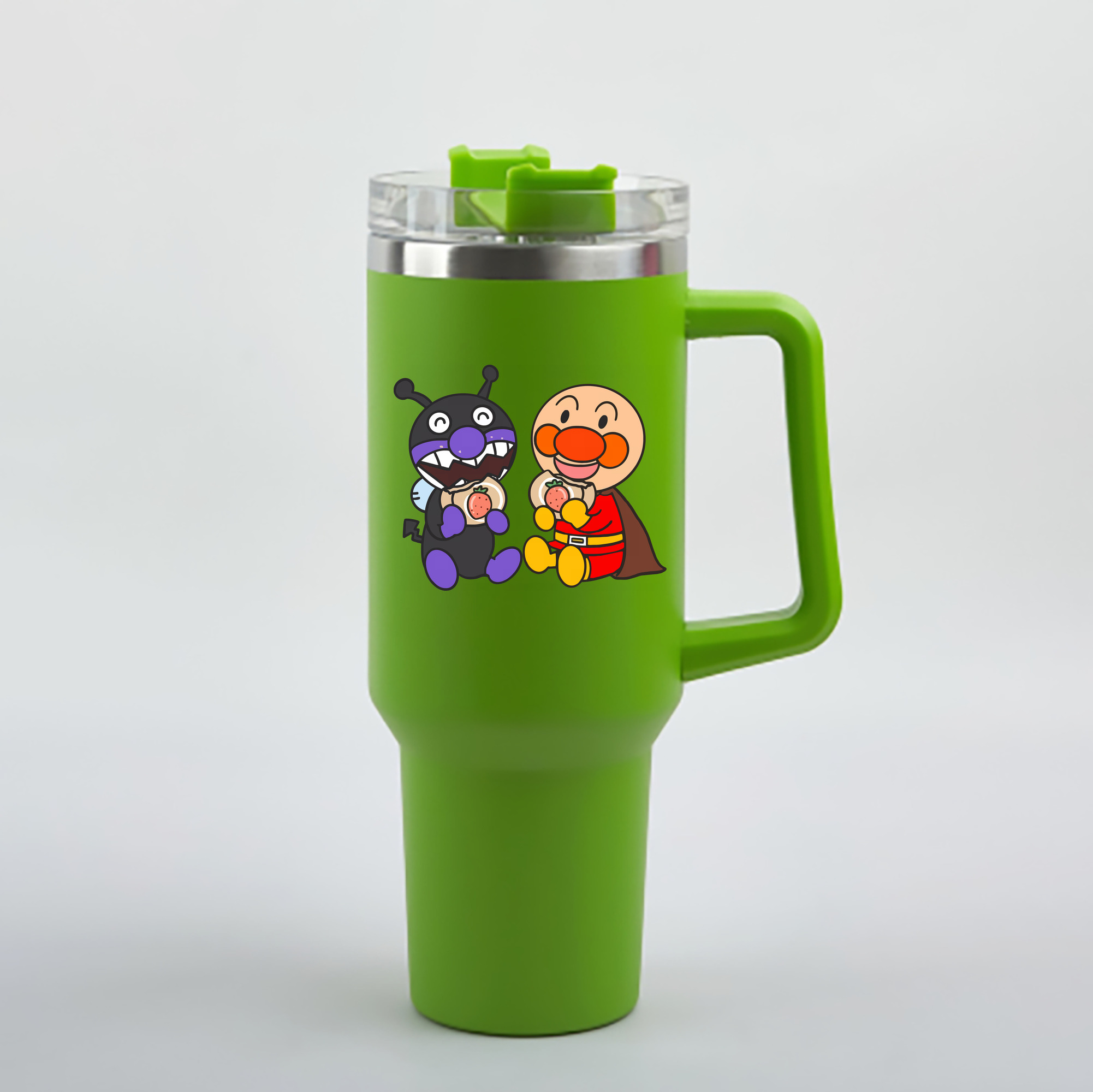 （画像用） アンパンマン Anpanman 1200mL車用タンブラー - クリスタルステッカー（プラスチックストロー付き）